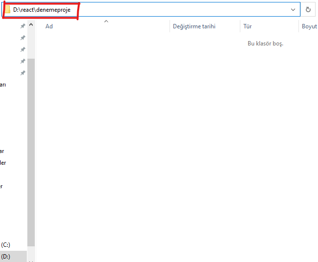 React Proje Oluşturma