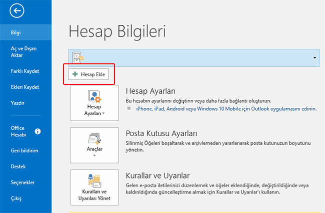 Outlook POP Mail Kurulumu