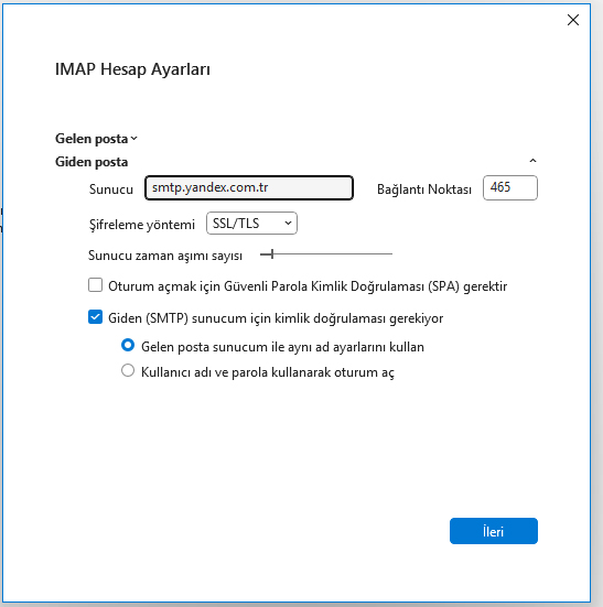Yandex Mail Kurulumu